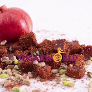 Naturel Nar Aromalı içi Antep Fıstıklı Dışı Safran Kaplı Lokum