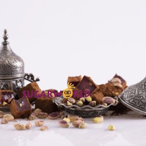 Naturel Nar Aromalı içi Antep Fıstıklı Dışı Türk Kahvesi Kaplı Lokum